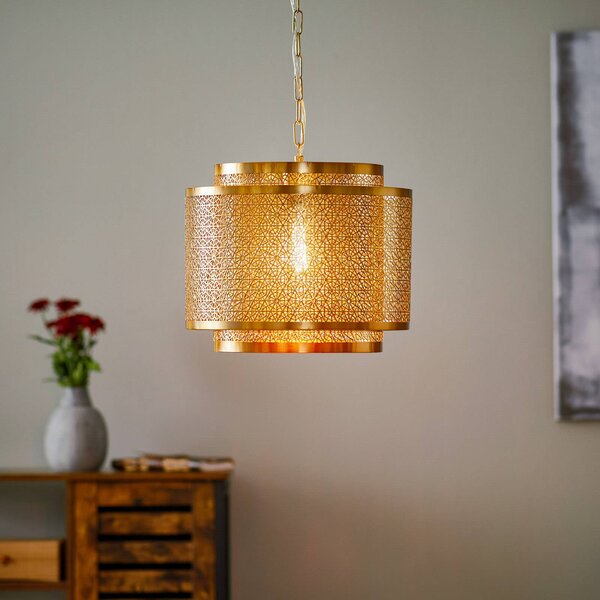 By Rydéns Lampa wisząca Hermine, możliwość ściemniania, mosiężny / złoty, salon / jadalnia, metal, orientalny / marokański