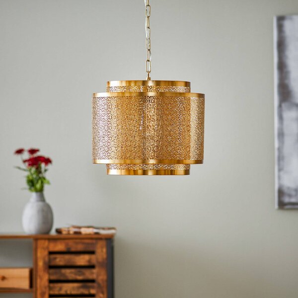 By Rydéns Lampa wisząca Hermine, możliwość ściemniania, mosiężny / złoty, salon / jadalnia, metal, orientalny / marokański