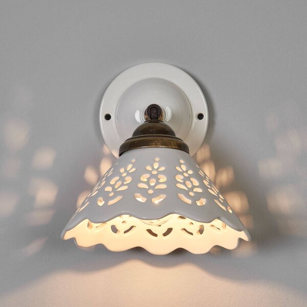 Ceramiche Kinkiet PIZZO, możliwość ściemniania, biały / opal, salon / jadalnia, ceramika, dworkowy / rustykalny