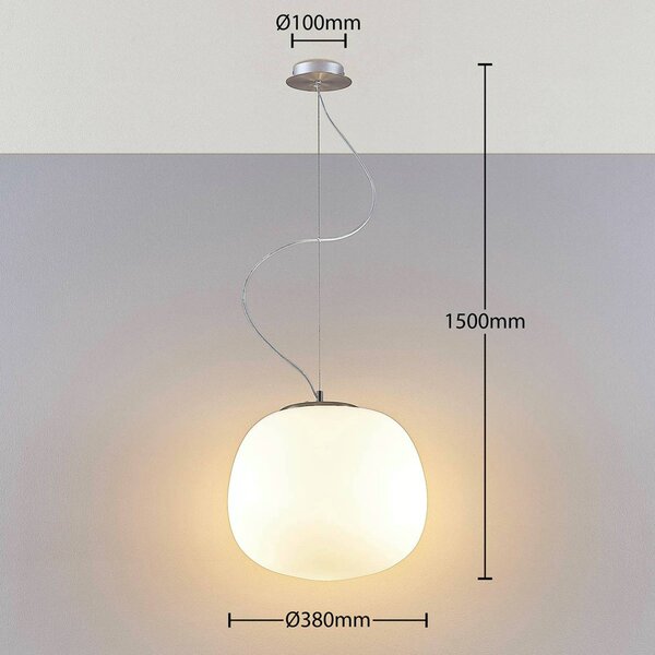 Lampa wisząca szklana Lindby, możliwość ściemniania, biały / opal, kuchnia, szkło, nowoczesny