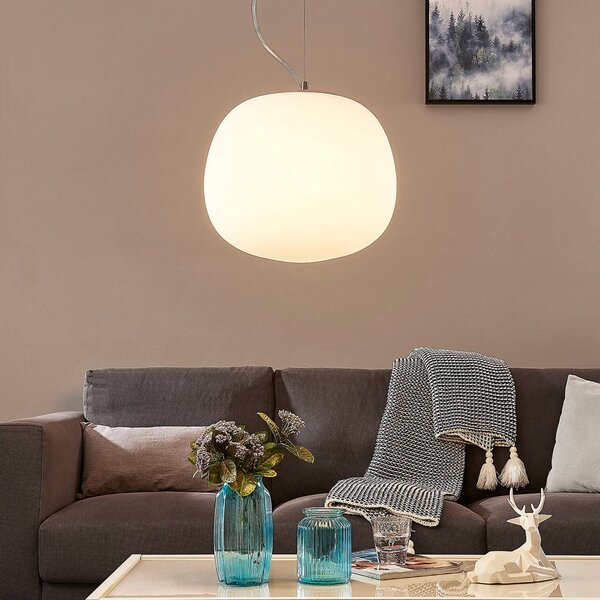 Lampa wisząca szklana Lindby, możliwość ściemniania, biały / opal, kuchnia, szkło, nowoczesny