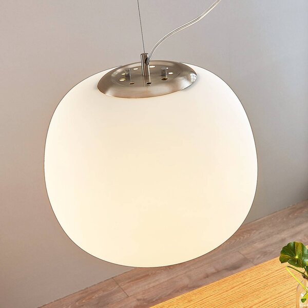 Lampa wisząca szklana Lindby, możliwość ściemniania, biały / opal, kuchnia, szkło, nowoczesny