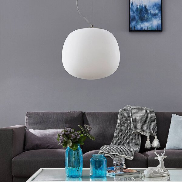 Lampa wisząca szklana Lindby, możliwość ściemniania, biały / opal, kuchnia, szkło, nowoczesny