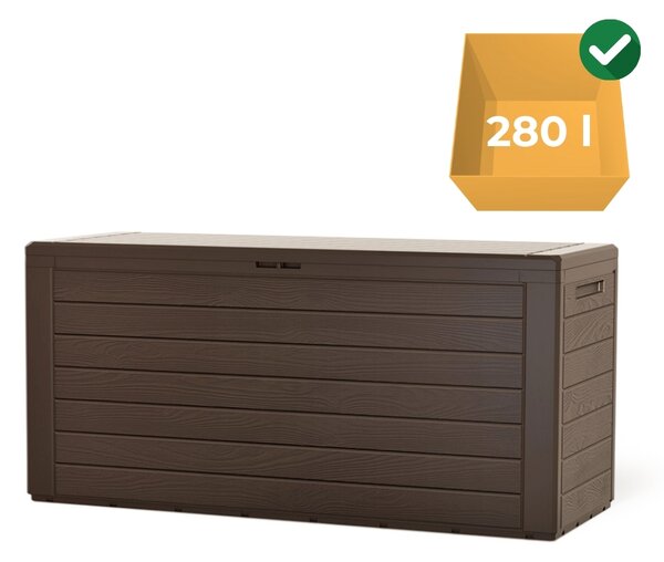 Prosperplast Pojemnik do przechowywania WOODEBOX, 280L, 120x46x57cm, ciemny brąz