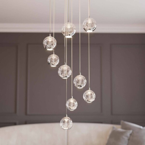 Lampa wisząca szklana Hayley Lucande, chromowy / srebrny, salon / jadalnia, szkło, design
