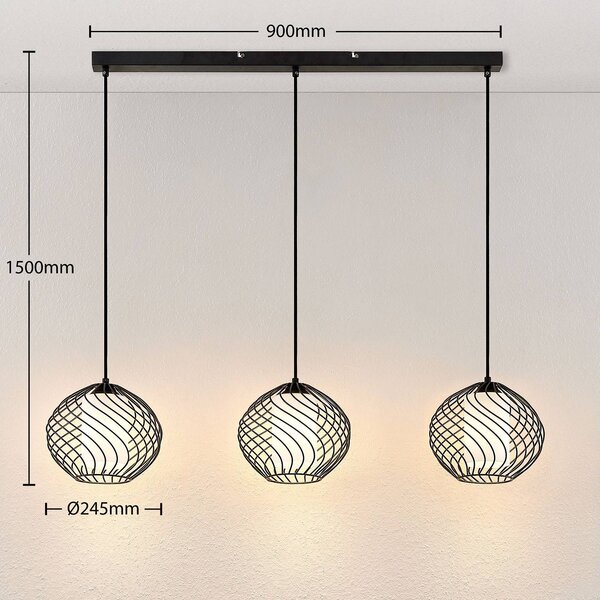 Lampa wisząca Cedrice Lindby, możliwość ściemniania, czarny, salon / jadalnia, metal, vintage