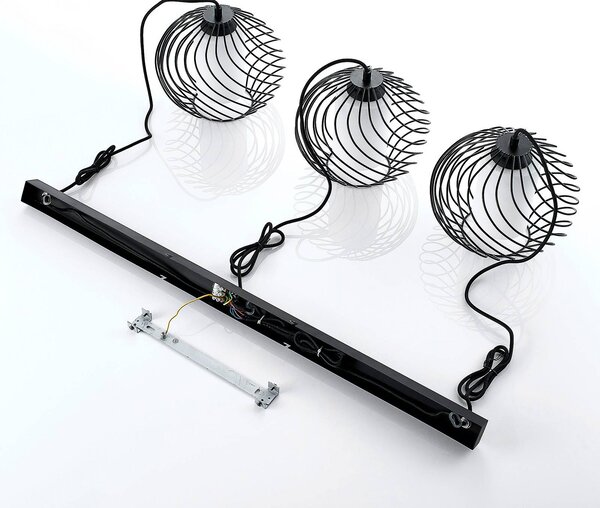 Lampa wisząca Cedrice Lindby, możliwość ściemniania, czarny, salon / jadalnia, metal, vintage