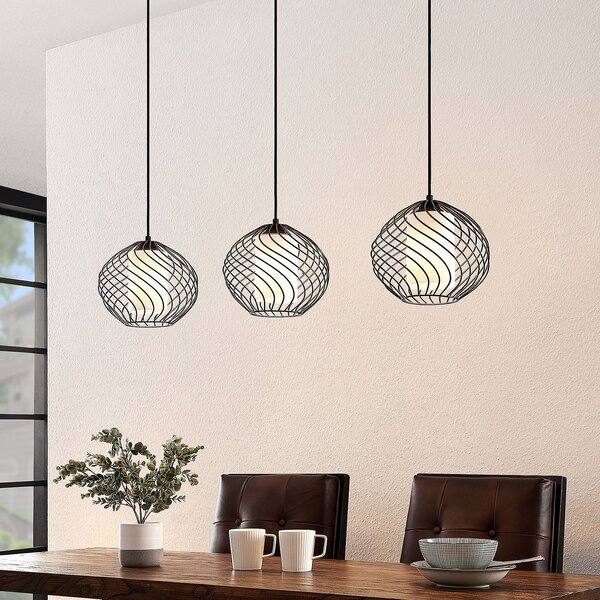 Lampa wisząca Cedrice Lindby, możliwość ściemniania, czarny, salon / jadalnia, metal, vintage