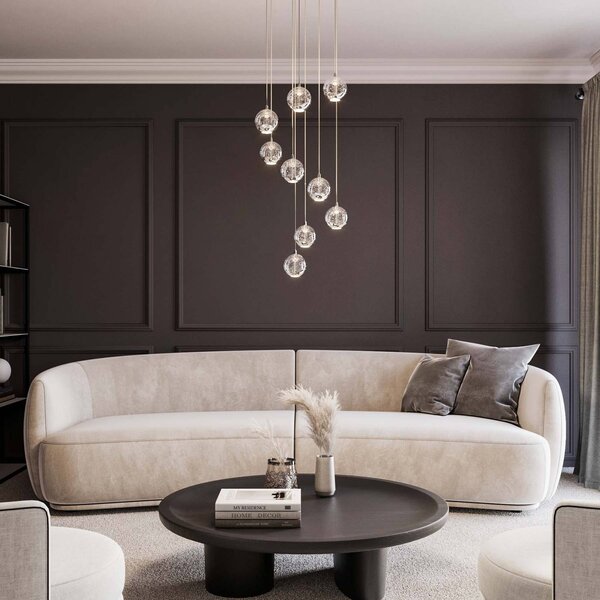 Lampa wisząca szklana Hayley Lucande, chromowy / srebrny, salon / jadalnia, szkło, design