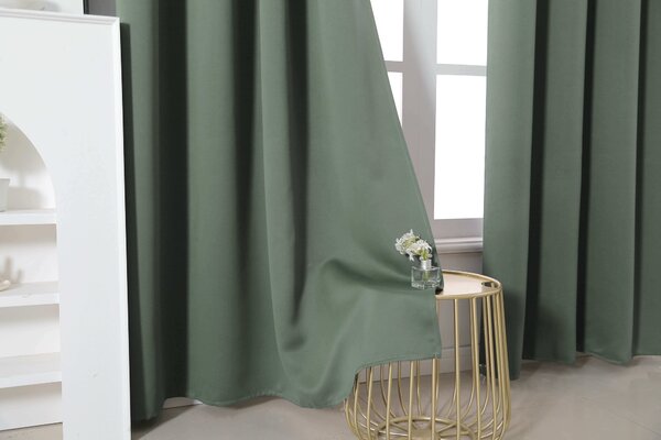 Szaro-zielona zasłona OXFORD 140x250 cm Zawieszanie: Metalowe pierścienie