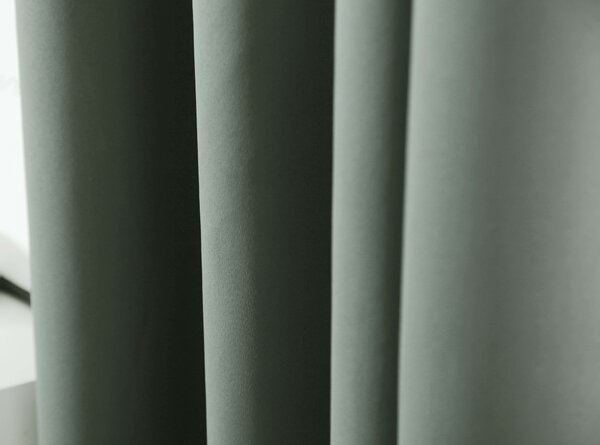 Szaro-zielona zasłona OXFORD 140x250 cm Zawieszanie: Metalowe pierścienie