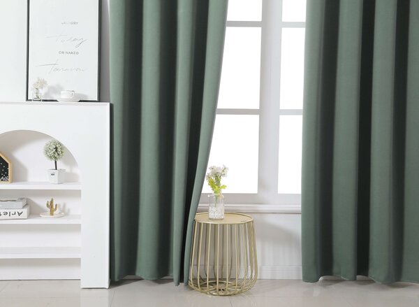 Szaro-zielona zasłona OXFORD 140x250 cm Zawieszanie: Metalowe pierścienie