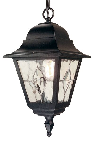 Elstead Lampa wisząca zewnętrzna Norfolk NR9, czarna/przezroczysta, IP43 możliwość ściemniania, czarny, szkło, antyczny