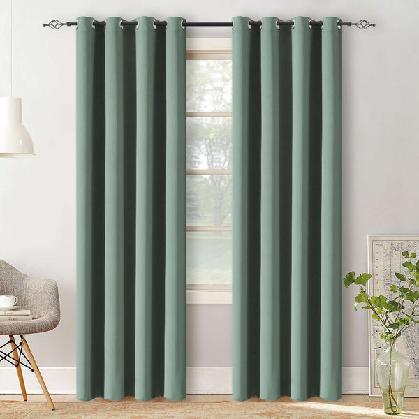 Szaro-zielona zasłona OXFORD 140x250 cm Zawieszanie: Metalowe pierścienie