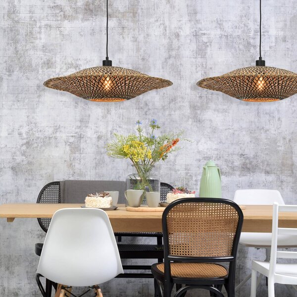 Good & Mojo Lampa wisząca Bali, możliwość ściemniania, jasne drewno, salon / jadalnia, bambus, design