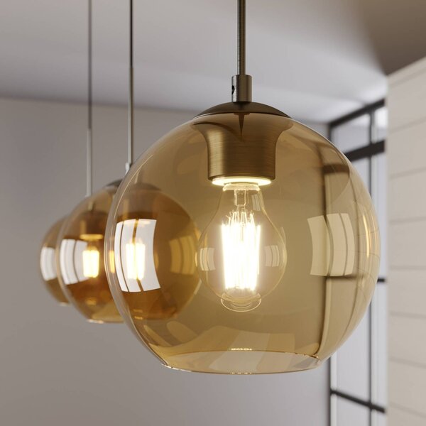 Lampa wisząca szklana Sofian Lindby, możliwość ściemniania, kremowy / amber, salon / jadalnia, szkło, nowoczesny