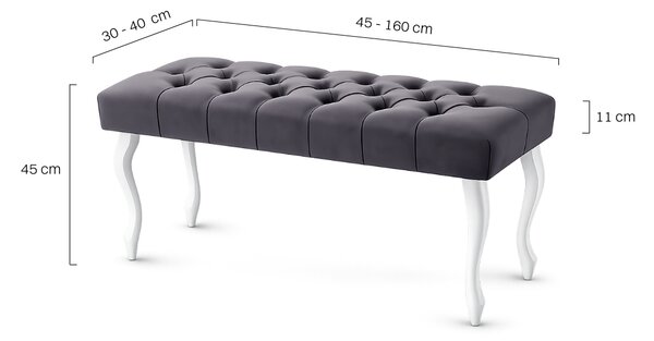 Ławka pikowana Chesterfield Anthracite