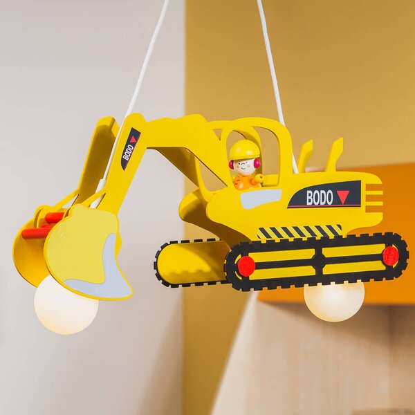 Elobra Lampa wisząca do pokoju dziecięcego Bodo, możliwość ściemniania, żółty / pomarańczowy, pokój dziecięcy, drewno