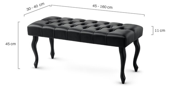 Ławka pikowana Chesterfield Black Skin