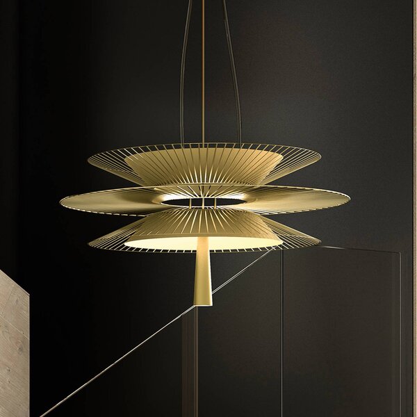 Forestier Lampa wisząca designerska Gravity 2, mosiężny / złoty, kuchnia, metal, design