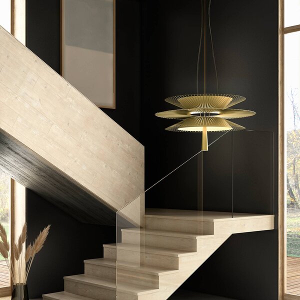 Forestier Lampa wisząca designerska Gravity 2, mosiężny / złoty, kuchnia, metal, design