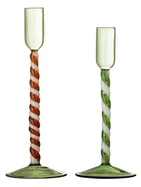 Szklane świeczniki zestaw 2 szt. Swirlie – Bloomingville