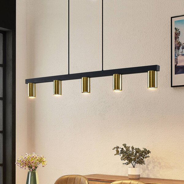 Lampa wisząca Baliko Lindby, możliwość ściemniania, czarny, salon / jadalnia, metal, nowoczesny