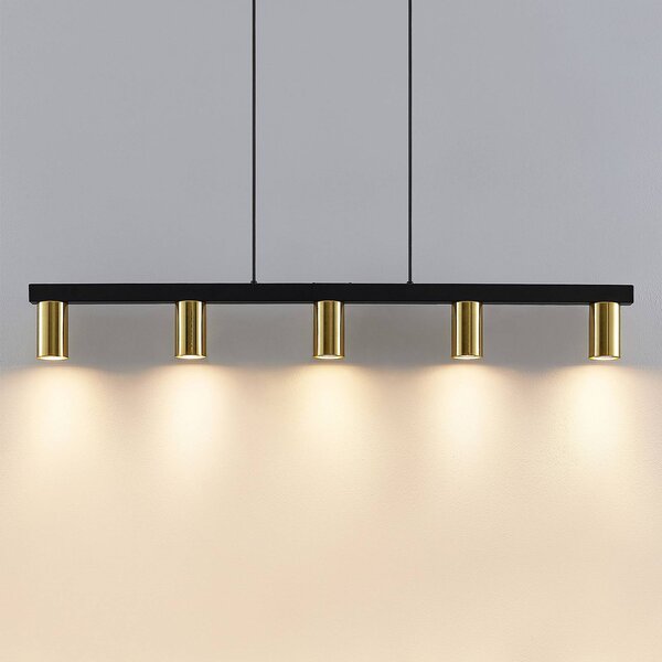 Lampa wisząca Baliko Lindby, możliwość ściemniania, czarny, salon / jadalnia, metal, nowoczesny