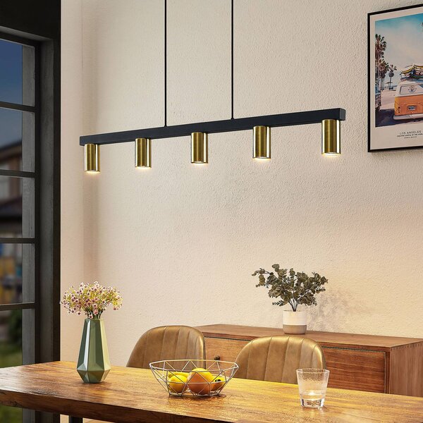 Lampa wisząca Baliko Lindby, możliwość ściemniania, czarny, salon / jadalnia, metal, nowoczesny