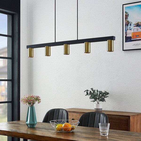 Lampa wisząca Baliko Lindby, możliwość ściemniania, czarny, salon / jadalnia, metal, nowoczesny