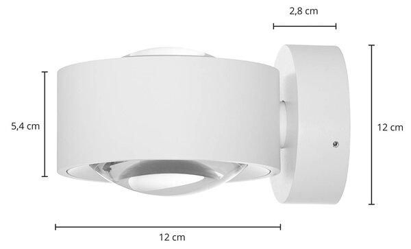 Kinkiet LED Rotari Arcchio, możliwość ściemniania, biały / opal, salon / jadalnia, aluminium, nowoczesny