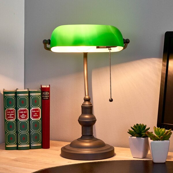 Clayre&Eef Lampa stołowa VERDA, zielony, biuro, szkło