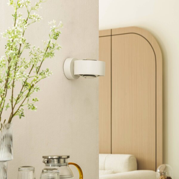 Kinkiet LED Rotari Arcchio, możliwość ściemniania, biały / opal, salon / jadalnia, aluminium, nowoczesny