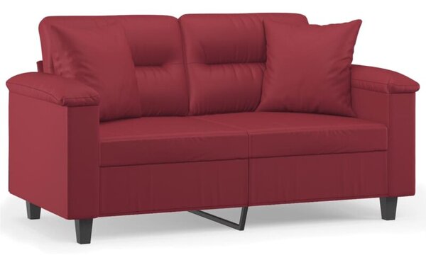 Sofa 2-os. z poduszkami, winna czerwieÅ, 120 cm, sztuczna skÃ³ra