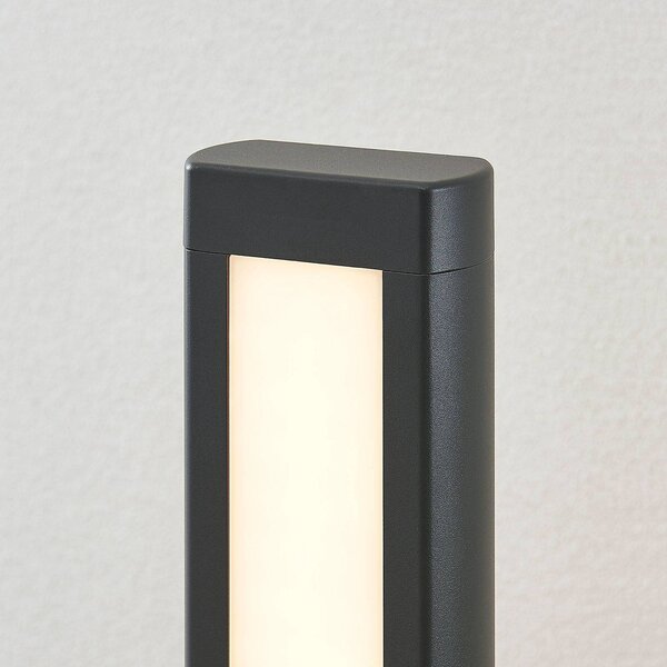 Słupek oświetleniowy LED Mhairi Lucande, aluminiowy / szary / cynkowy, aluminium, nowoczesny