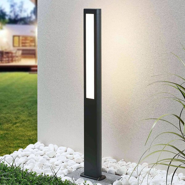 Słupek oświetleniowy LED Mhairi Lucande, aluminiowy / szary / cynkowy, aluminium, nowoczesny