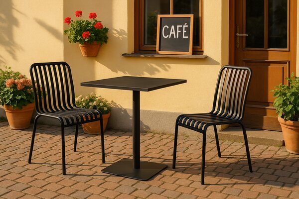 Metalowe krzesło bistro RIVA, do użytku zewnętrznego, grafitowy