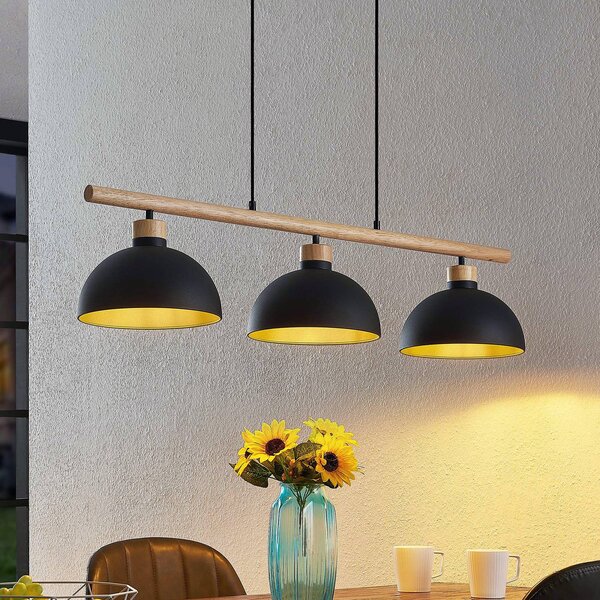 Lampa wisząca Tirzana Lindby, możliwość ściemniania, czarny, salon / jadalnia, metal, vintage
