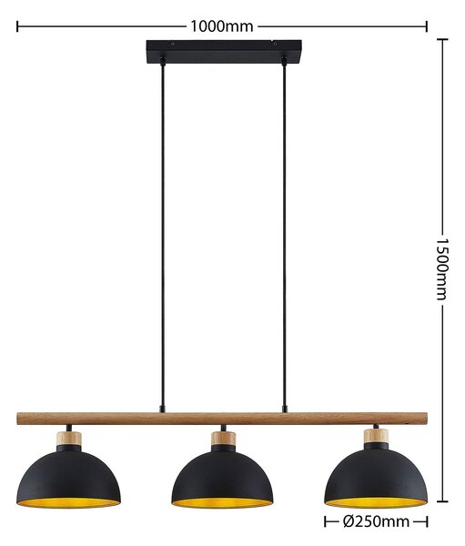 Lampa wisząca Tirzana Lindby, możliwość ściemniania, czarny, salon / jadalnia, metal, vintage