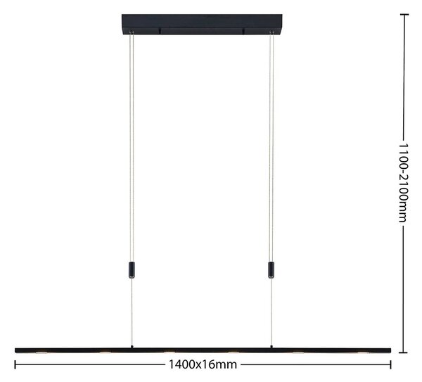 Lampa wisząca Stakato Lucande, możliwość ściemniania, czarny, salon / jadalnia, metal, nowoczesny