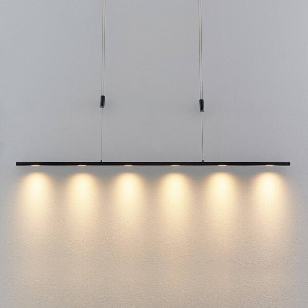 Lampa wisząca Stakato Lucande, możliwość ściemniania, czarny, salon / jadalnia, metal, nowoczesny