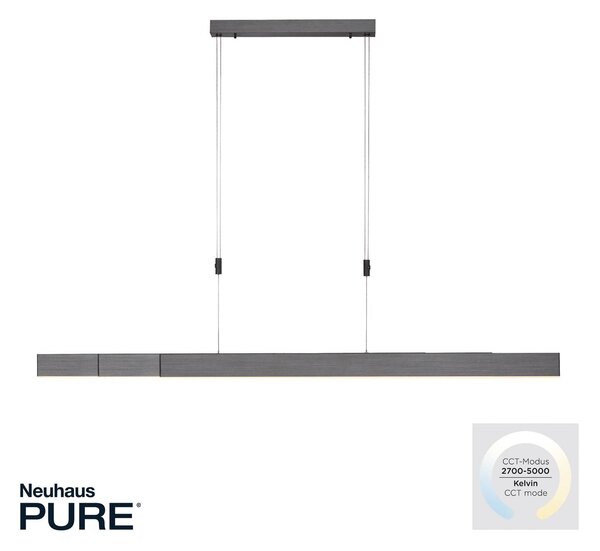 PURE Lampa wisząca Pure Moto, możliwość ściemniania, aluminiowy / szary / cynkowy, salon / jadalnia, metal, nowoczesny