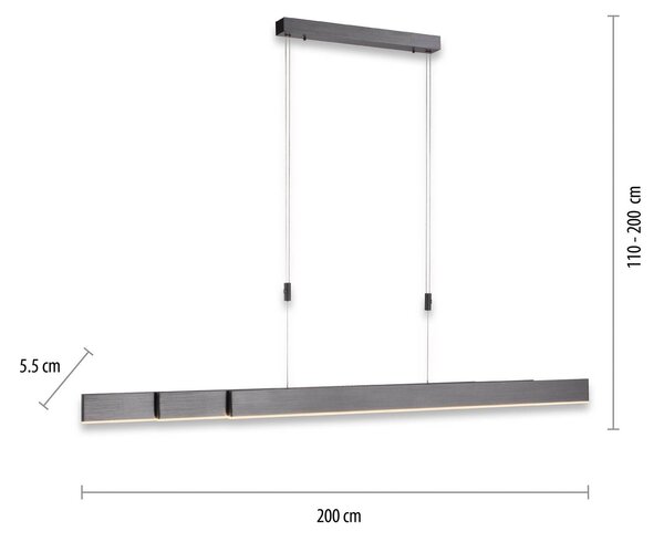 PURE Lampa wisząca Pure Moto, możliwość ściemniania, aluminiowy / szary / cynkowy, salon / jadalnia, metal, nowoczesny