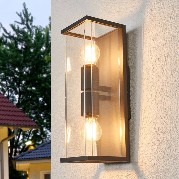 Kinkiet zewnętrzny Annalea Lucande, czarny, aluminium, nowoczesny