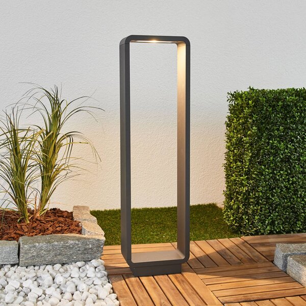 Słupek oświetleniowy LED ninon Lucande, czarny, aluminium, nowoczesny