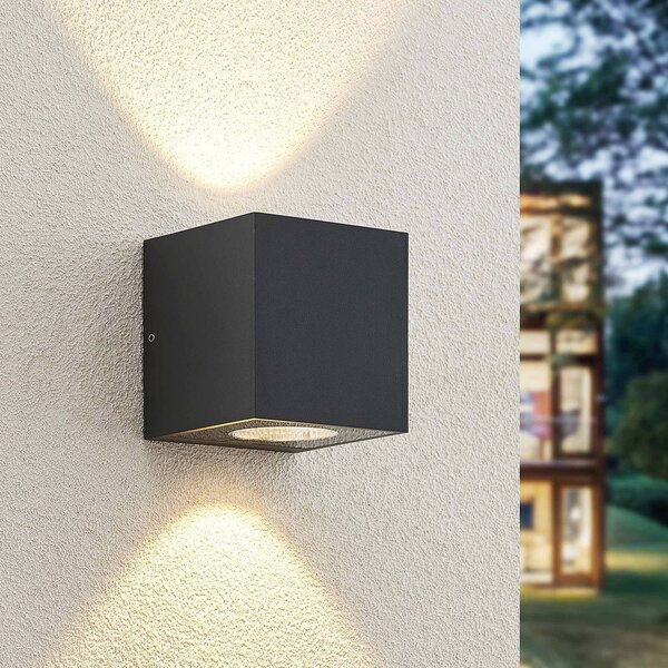 Kinkiet zewnętrzny LED Tassnim Arcchio, możliwość ściemniania, czarny, aluminium, nowoczesny