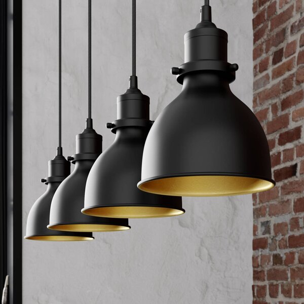 Lampa wisząca Jasminka Lindby, możliwość ściemniania, czarny, kuchnia, metal, industrialny