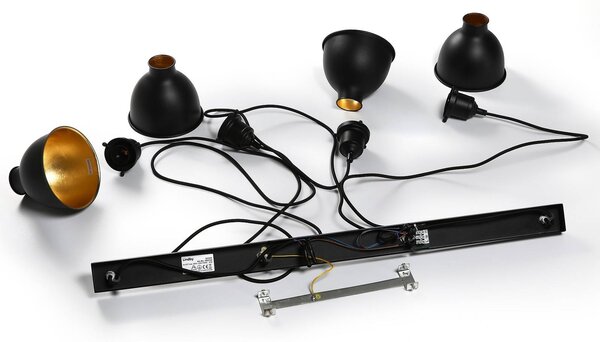 Lampa wisząca Jasminka Lindby, możliwość ściemniania, czarny, kuchnia, metal, industrialny