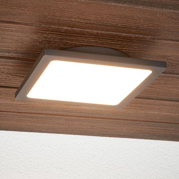 Lucande lampa sufitowa zewnętrzna LED Mabella, 23 cm, czujnik, IP65 Mabella, czarny, aluminium, nowoczesny