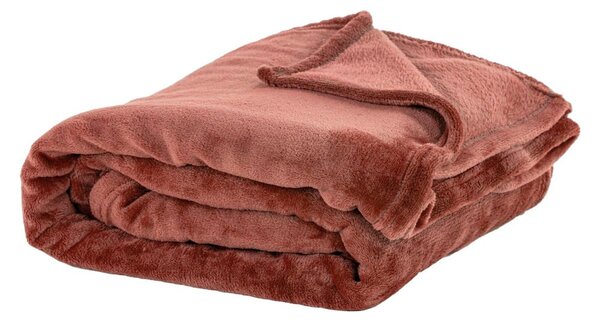 Ceglasty koc z mikropluszu 130x160 cm Cosy – Tiseco Home Studio